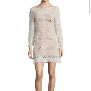 NWT white beaded lining flounce shift dress